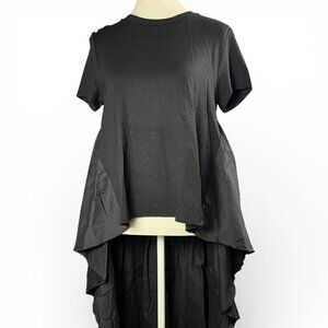 English Factory Black Cape Tail Top Size M Dramatic High Low Statement Blouse
